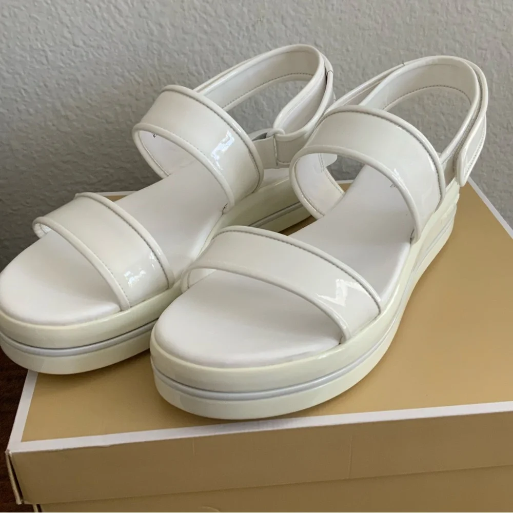 Michael Kors Women’s Platform Patent Leather Sandals White Size 10